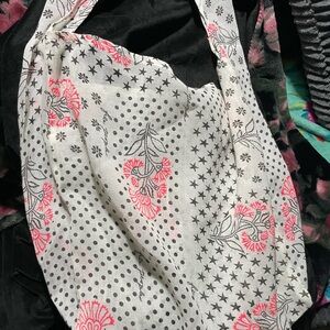 Free People White and Pink Patterned Shoulder Bag